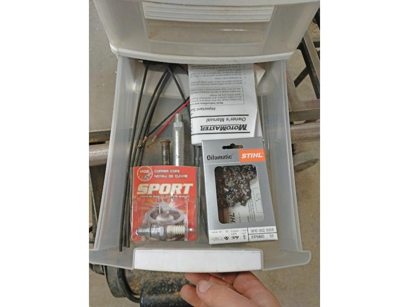 3 Drawer Bin With Chainsaw Parts & Chains