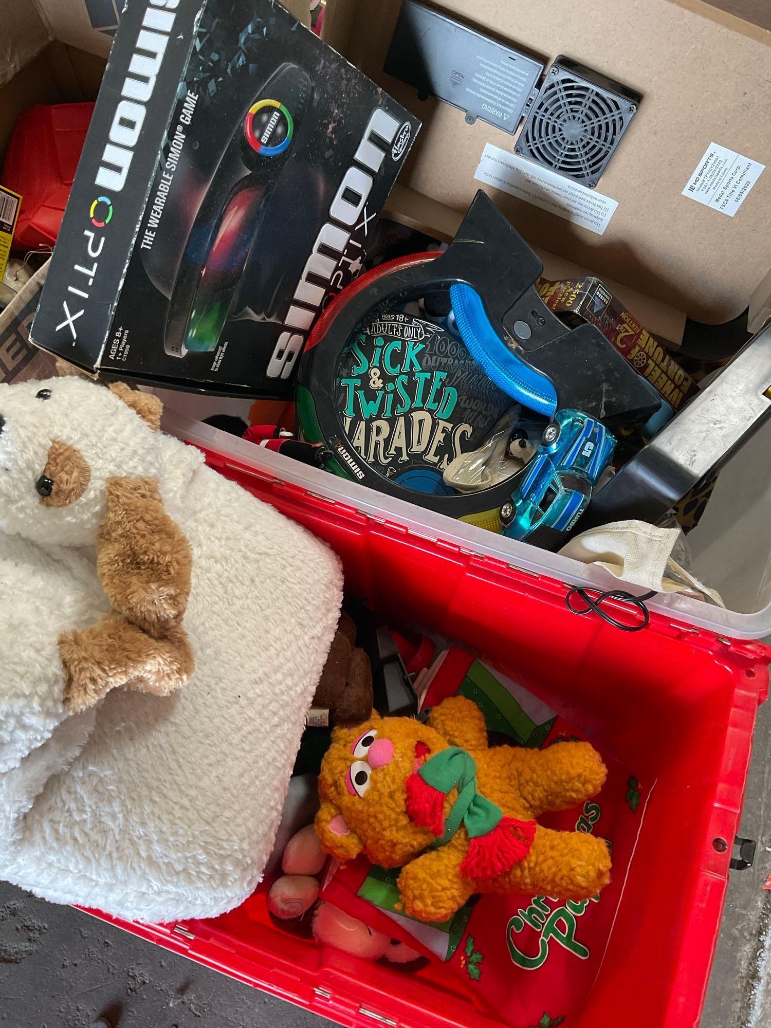 Large lot of assorted items, toys, Christmas deco, etc