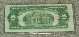 1928-G Red Seal $2 Two Dollar United States Treasury Note Bill