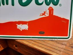 1967 NOS Ya-hooo Mountain Dew Embossed Metal Sign Never Used