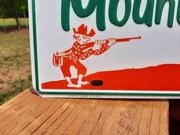 1967 NOS Ya-hooo Mountain Dew Embossed Metal Sign Never Used