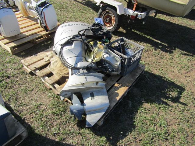 81. 50 H.P. HONDA FOUR STROKE OB MOTOR, TILLER AND REMOTE CONTROLS, RUNS, S