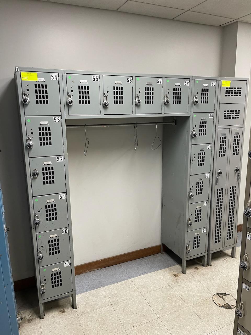 Lockers (36)  - 12"x12"x18" Holes - Gray Plus vertical section