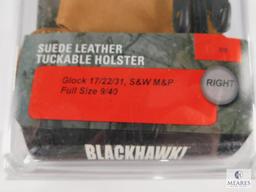 Blackhawk! Suede Leather Tuckable Holster - Right - Glock 17/22/31, S&W M&P