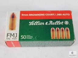 50 Rounds Sellier & Bellot 9mm Browning County/.380 Auto 92 Grain FMJ