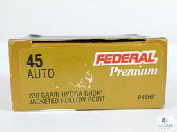 20 Rounds Federal Premium Pistol 45 Auto 230 Grain Hydra-Shok JHP