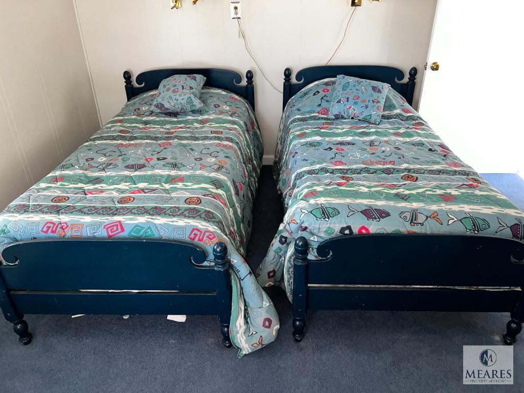 Two Wooden Single Beds