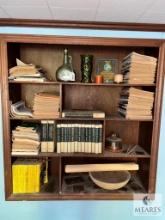 Contents of Two Bookshelves in Basement - Books, Magazines, Decorative Items