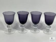 Set of Four Purple and White Stemware