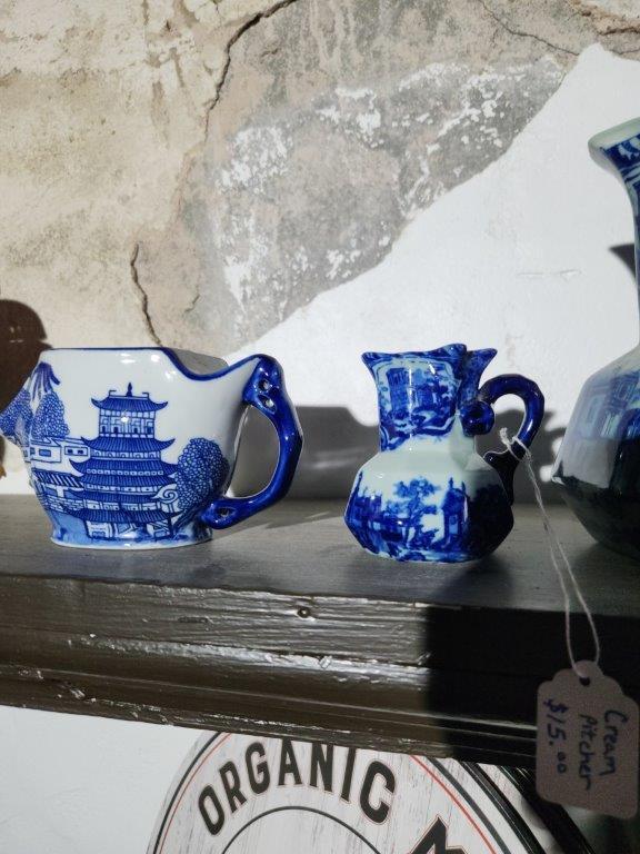 WWR Co Vintage Victoria Ware Ironstone Cobalt & White Pitchers & Misc.