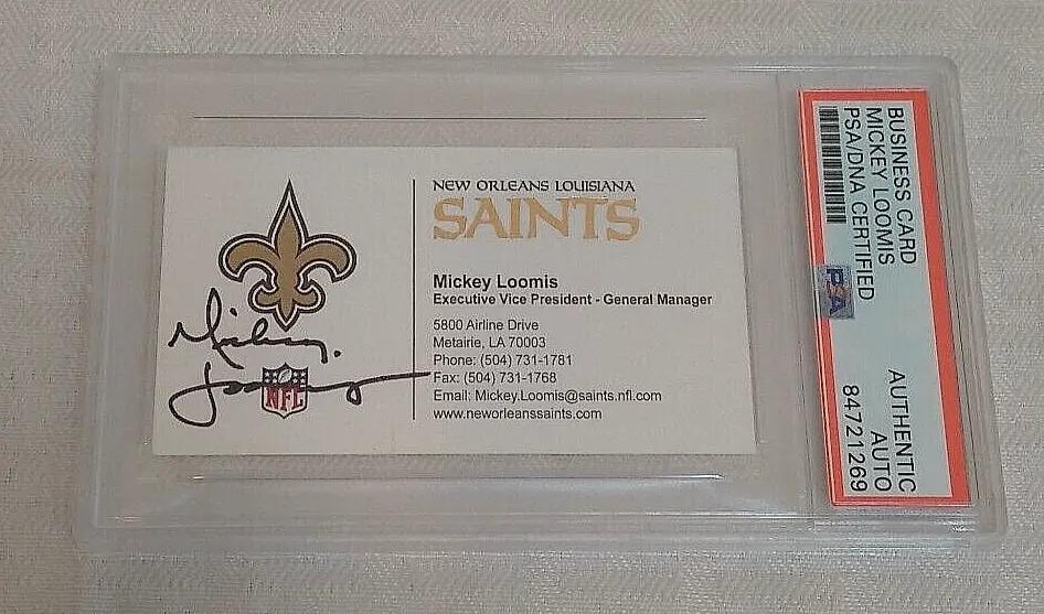 Mickey Loomis Autographed Signed PSA Slabbed Business Card NFL Football Saints Executive Office