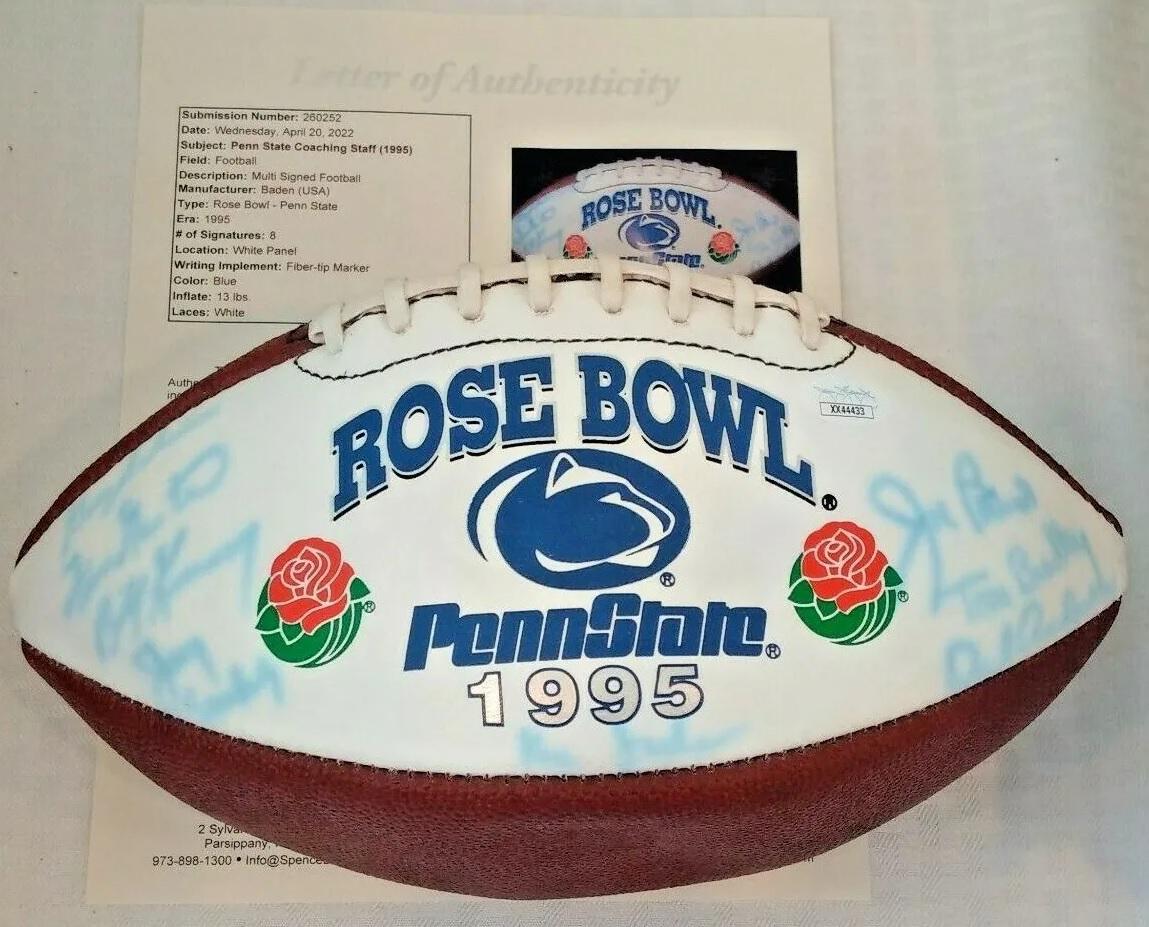 1/1 Penn State 1995 Rose Bowl Autograph Signed Coaches Football Staff Paterno Sandusky Ganter JSA