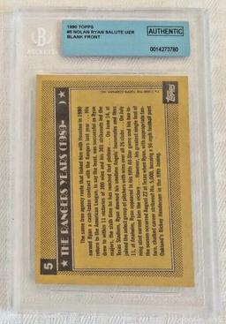 Vintage 1/1 Factory Error Card 1990 Topps MLB Baseball Nolan Ryan Blank Front BGS Slab Authentic HOF