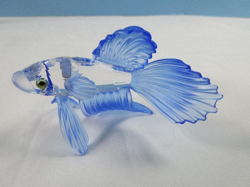 Magnificent Swarovski Crystal South Sea Collection Siamese Bluefin Fighting Fish 3 1/4"