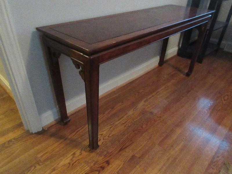 Console Sofa Table Flame Grain Mahogany Chinese Ming Style w/Horse Hoof Feet