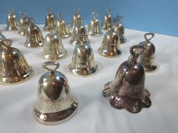 29pc Collection Reed & Barton Silverplate Annual Christmas Bell Ornaments, 10th Day of