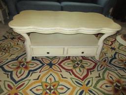 Riverside Furniture French Countryside Scalloped Coffee Table w/Lower Shelf & Pass Through