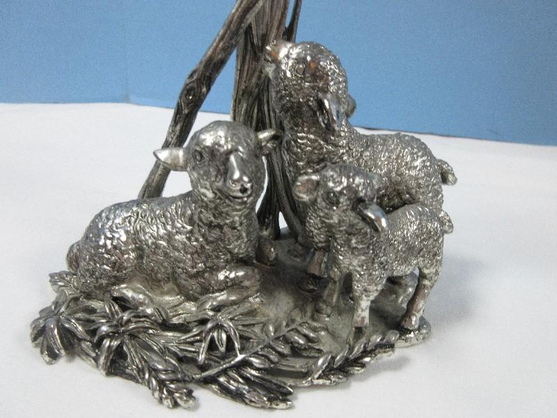 Lot Vintage Arthur Court Cast Pewter "The Lord is My Shepherd" Christian Wheat Cross, Staff &
