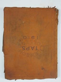 Antique Clemson College Taps 1910 Year Book Leather Cover