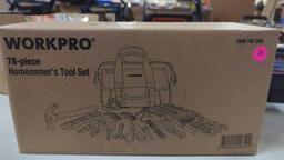 WORKPRO 78 PIECE HOMEOWNERS TOOL SET, IN THE ORIGINAL BOX SEALED.