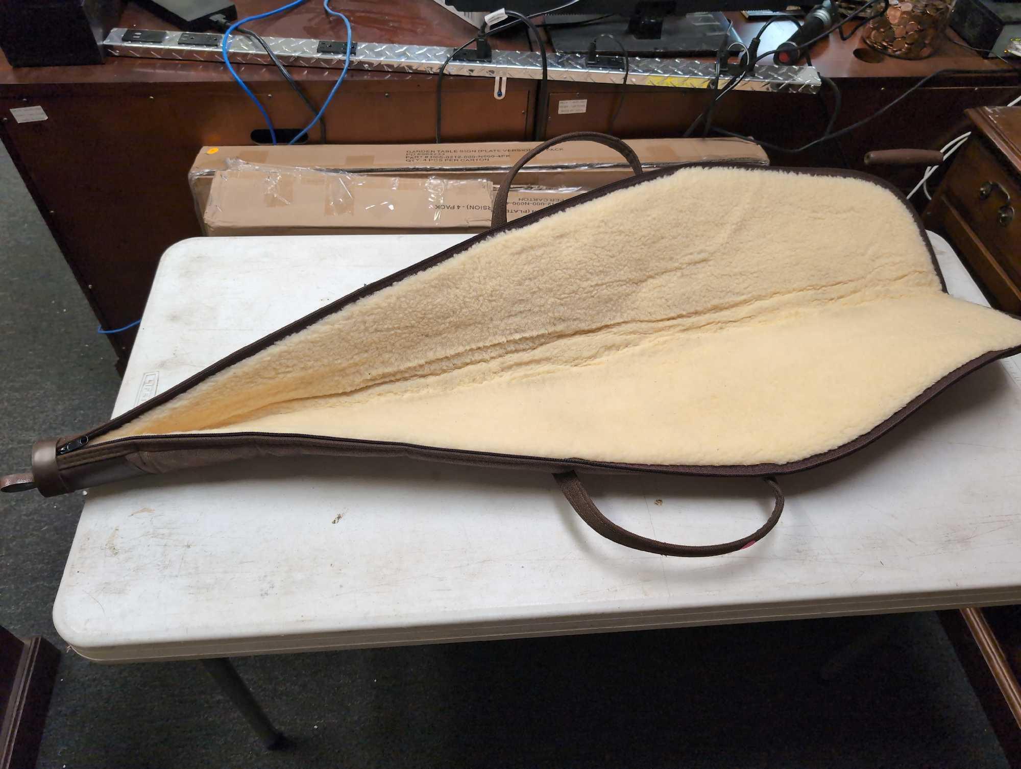 ALLEN BRAND BROWN COLORED RIFLE SOFT CASE. IT MEASURES 47" LONG.