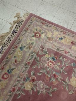 FLORAL AREA RUG, PINK, CREAM, BLUE, 121"X 98"