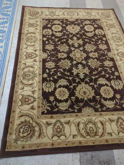 PASHMINA MACHINE MADE AREA RUG, BROWN,CREAM, AND RUST RED, 5'X7' APPROX,