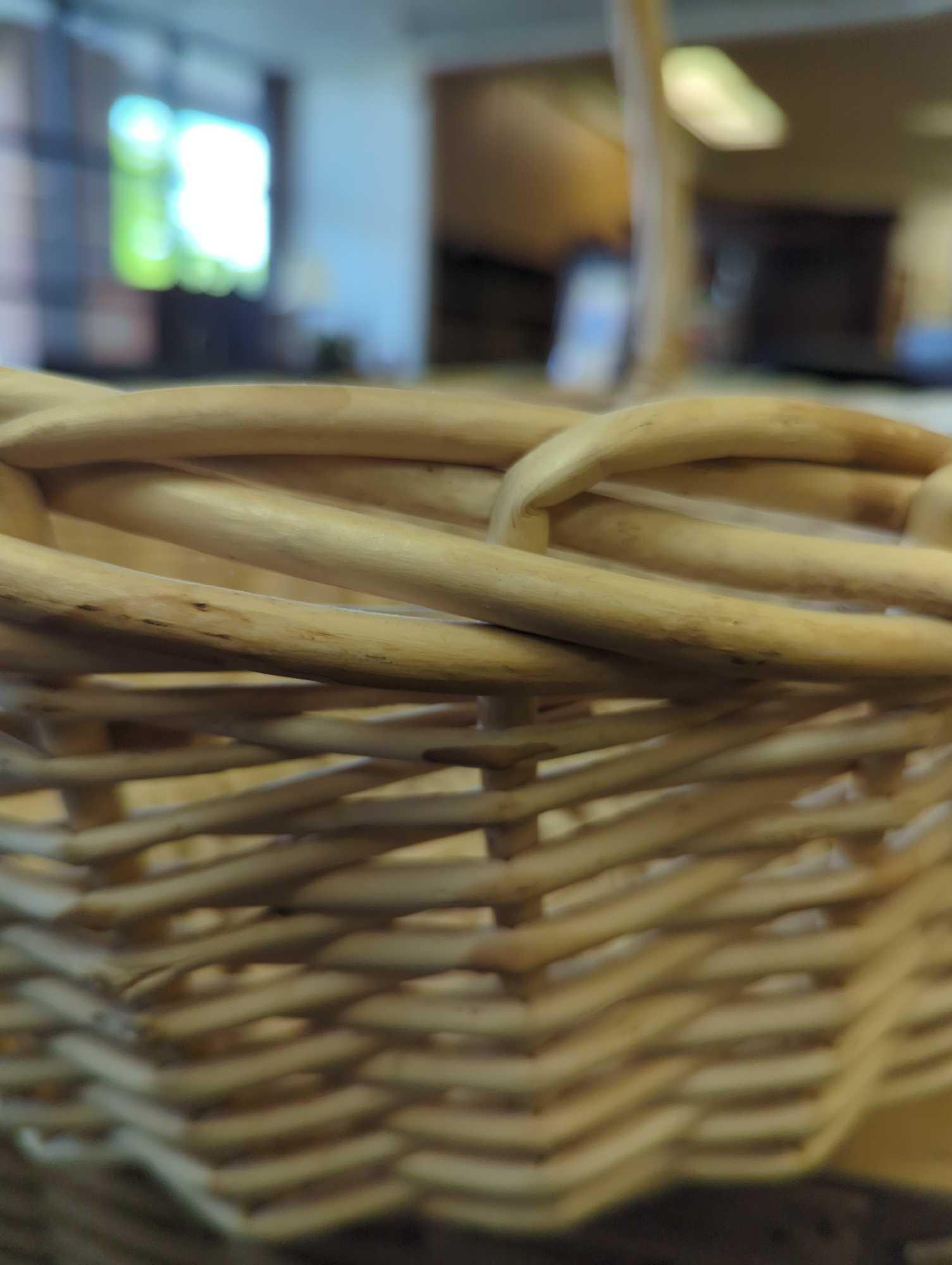 Lot of Assorted Baskets To Include, Double Basket Woven With One Handle Hand Painted White and Blue,