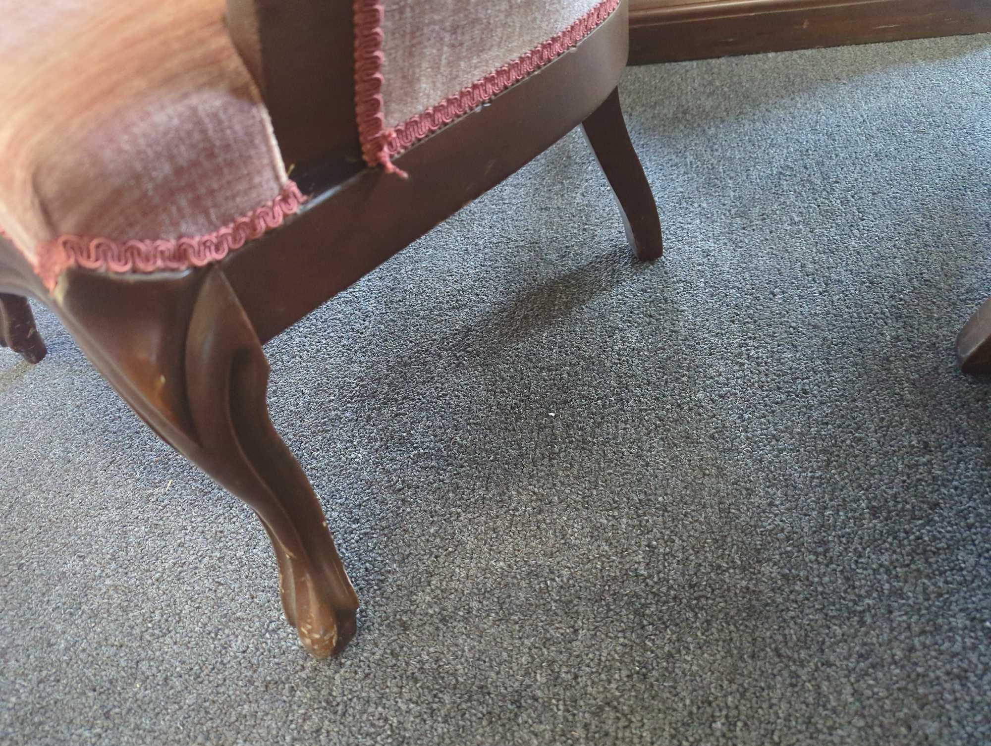 Hers Vintage Victorian style carved parlor chairs, With a Button Tufted Back, Measure Approximately