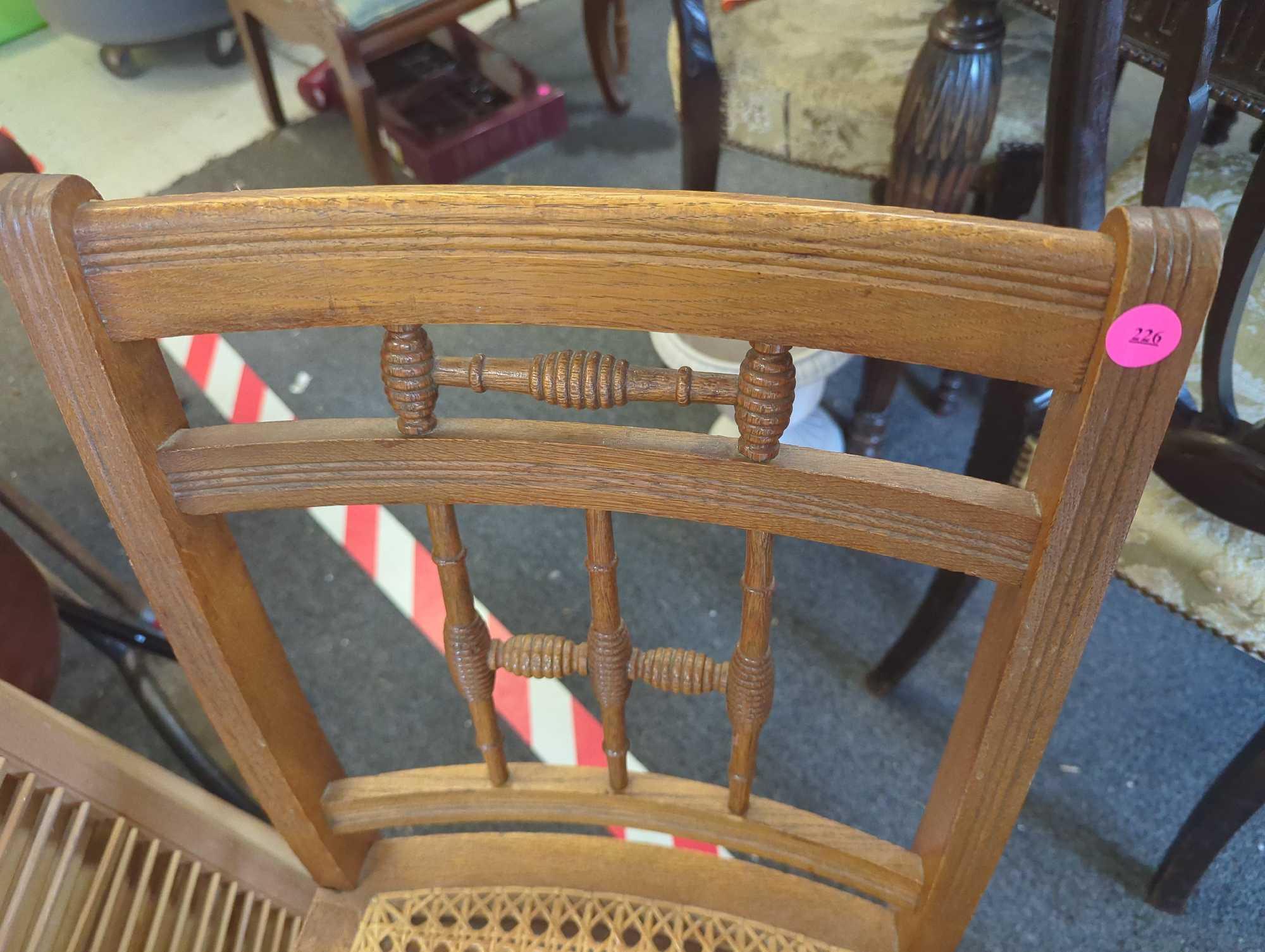 Antique Cane Bottom Chair, With a Honey Dipper Backing and Legs, Measure Approximately 16 in x 15 in