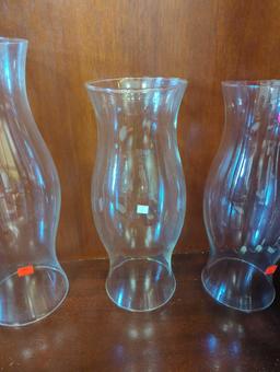 Lot of 3 Glass Hurricane Lamp Shades Large, What you see in photos is what you will receive Sold