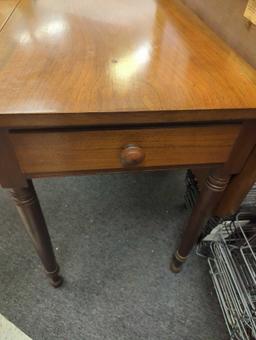 Mid Century Style Walnut Conant Ball Drop Leaf Table with 1 Drawer, Approximemt Dimensions (Open) -