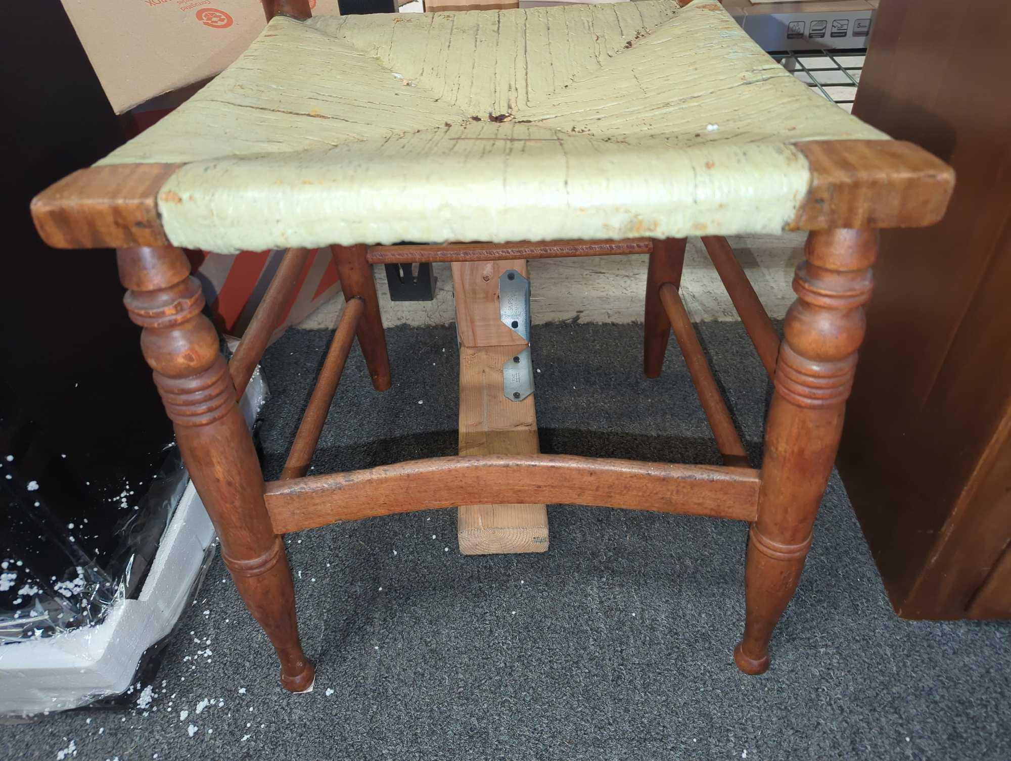 Mid 20th Century Maple Side Chair With Painted Rush Seat, Approximate Dimensions - 34" H x 17" W x