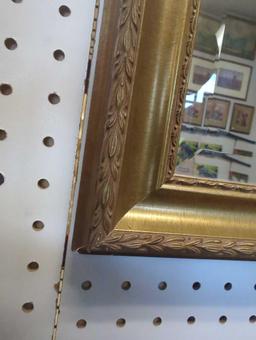 Wall Hanging Mirror with Gold Trim, Approximate Dimensions - 32" x 26", What You See in the Photos
