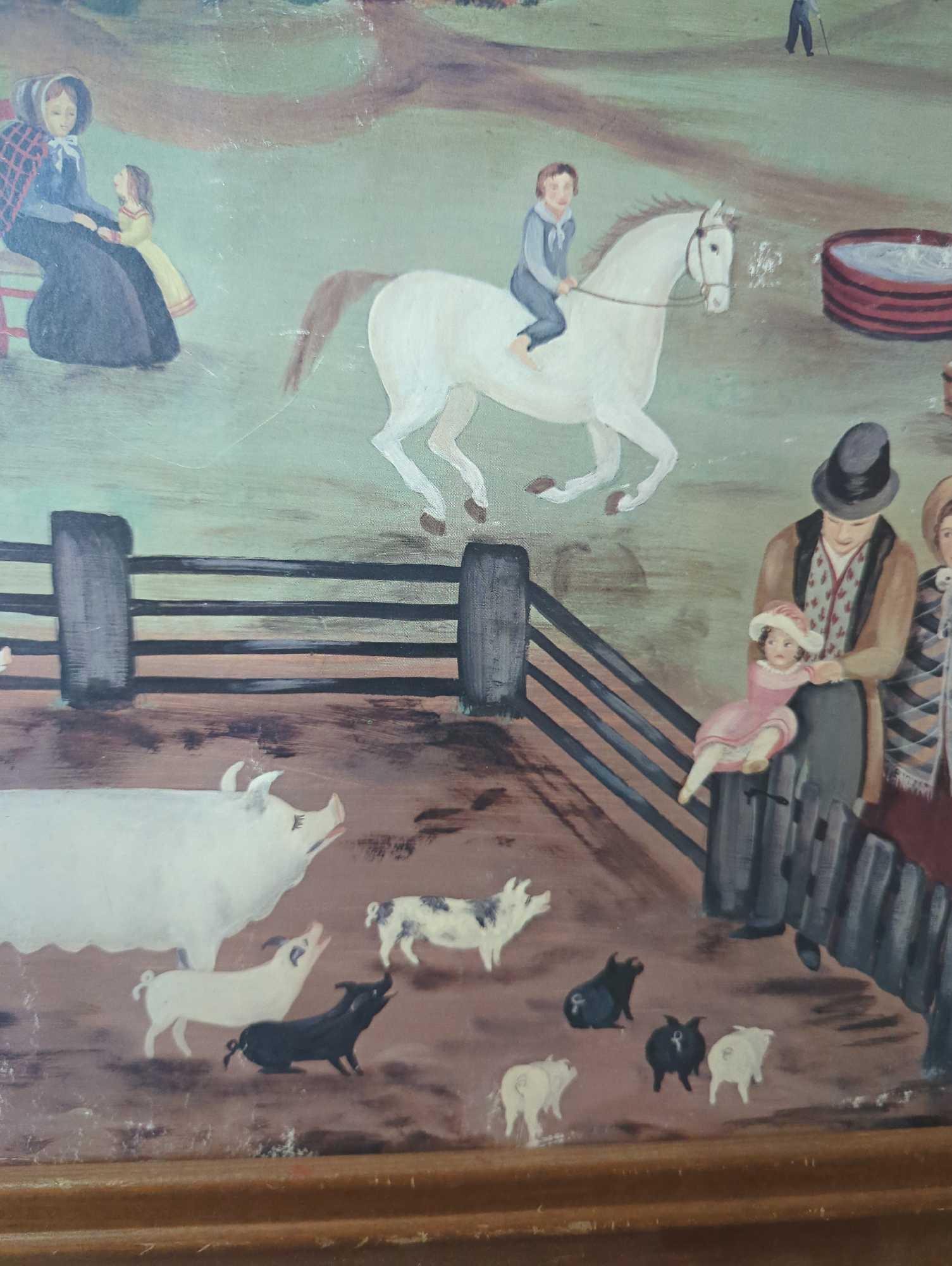 Framed Print of "Down on the Farm" by Martha Cahoon (1980), Approximate Dimensions - 28" x 22",