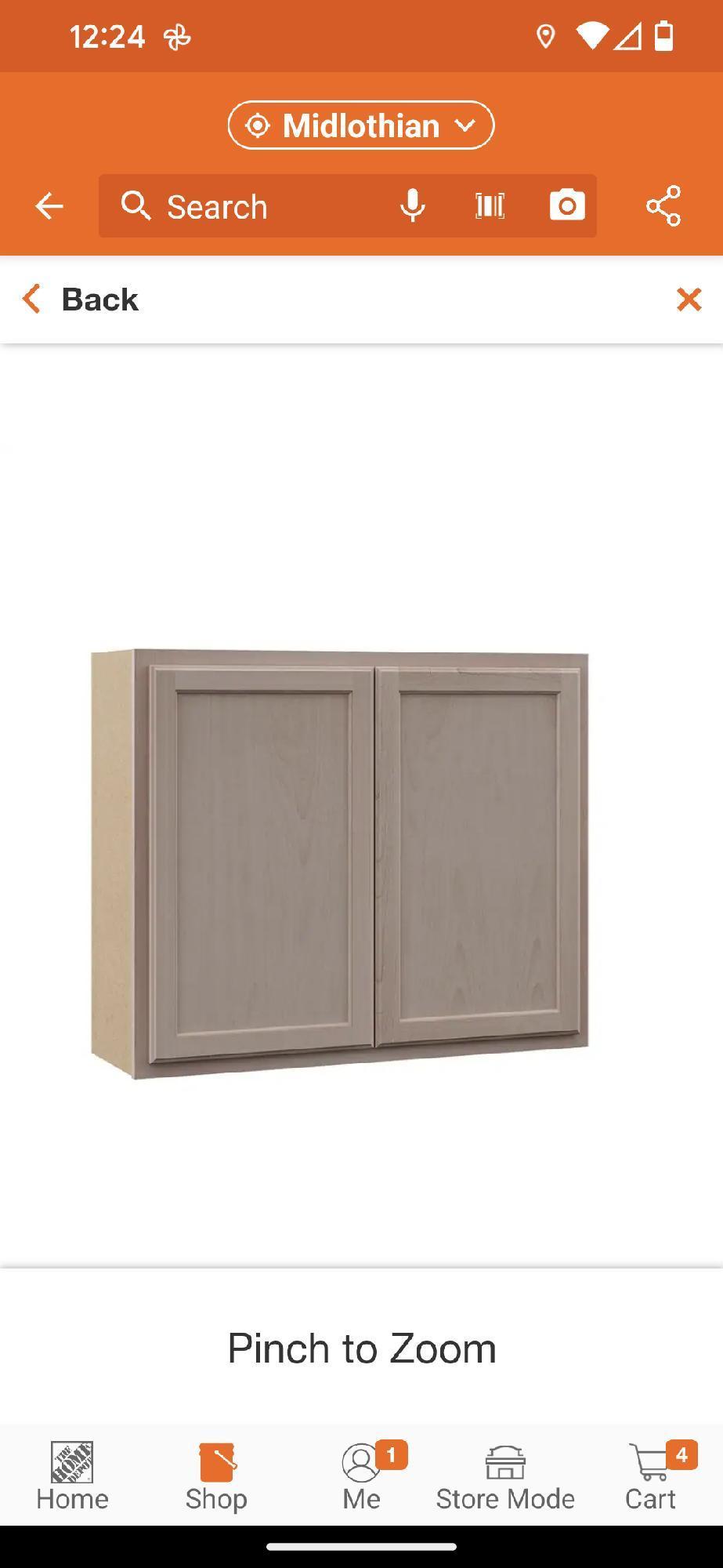 36 in. W x 12 in. D x 30 in. H Assembled Wall Kitchen Cabinet in Unfinished with Recessed Panel,