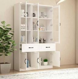 Lot of 2 Boxes to Make FuFu & GaGa 8-Shelf White Wood Standard Bookcase With Adjustable Shelves,