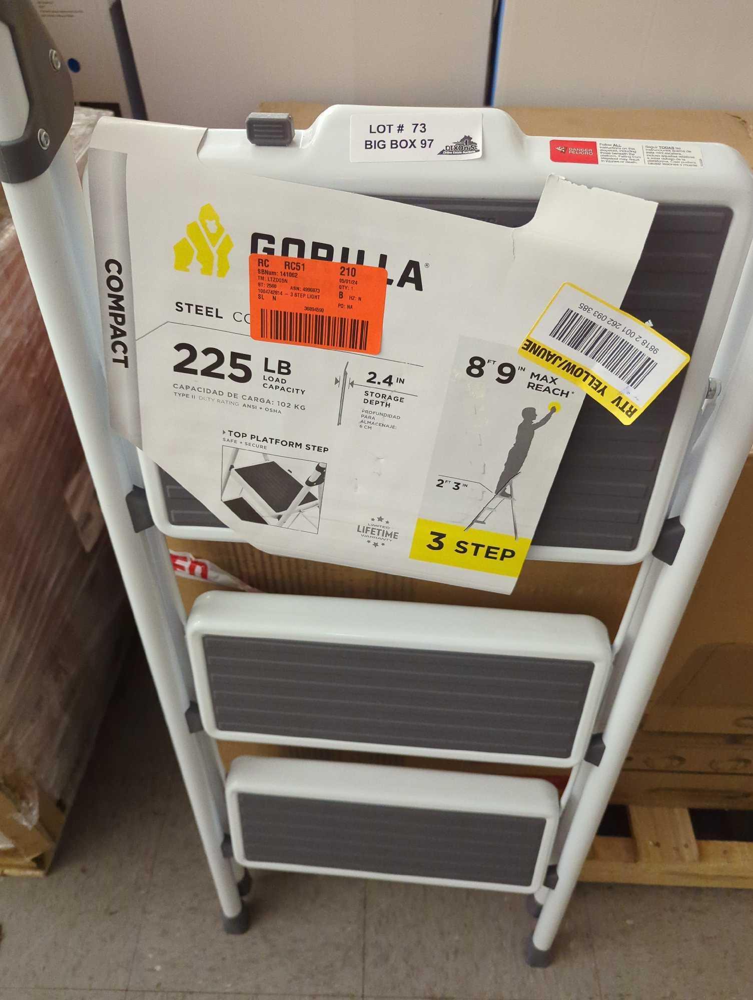 Gorilla Ladders 3-Step Steel Lightweight Step Stool Ladder 225 lbs. Load Capacity Type II Duty