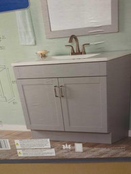 Glacier Bay Penford 37 in. W x 19 in. D x 33 in. H Single Sink Freestanding Bath Vanity in White