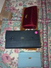 (MBR) LOT OF ASSORTED ITEMS INCLUDING CHRISTIAN DIOR PARFUMS RED SATIN CLUTCH, CHARVOS DRAFTING TOOL
