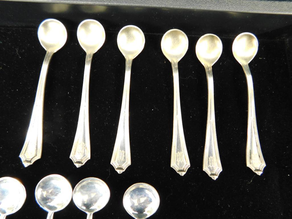 Sterling Silver - 10 Salt Spoons - 6 and 4 Matching - 37.0 Grams