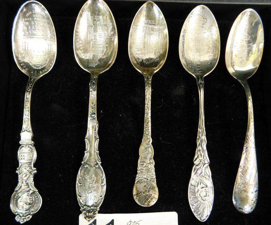 Sterling Silver - 5 Collectors Spoons - 110.0 Grams