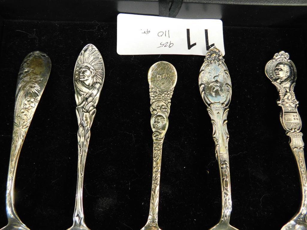 Sterling Silver - 5 Collectors Spoons - 110.0 Grams