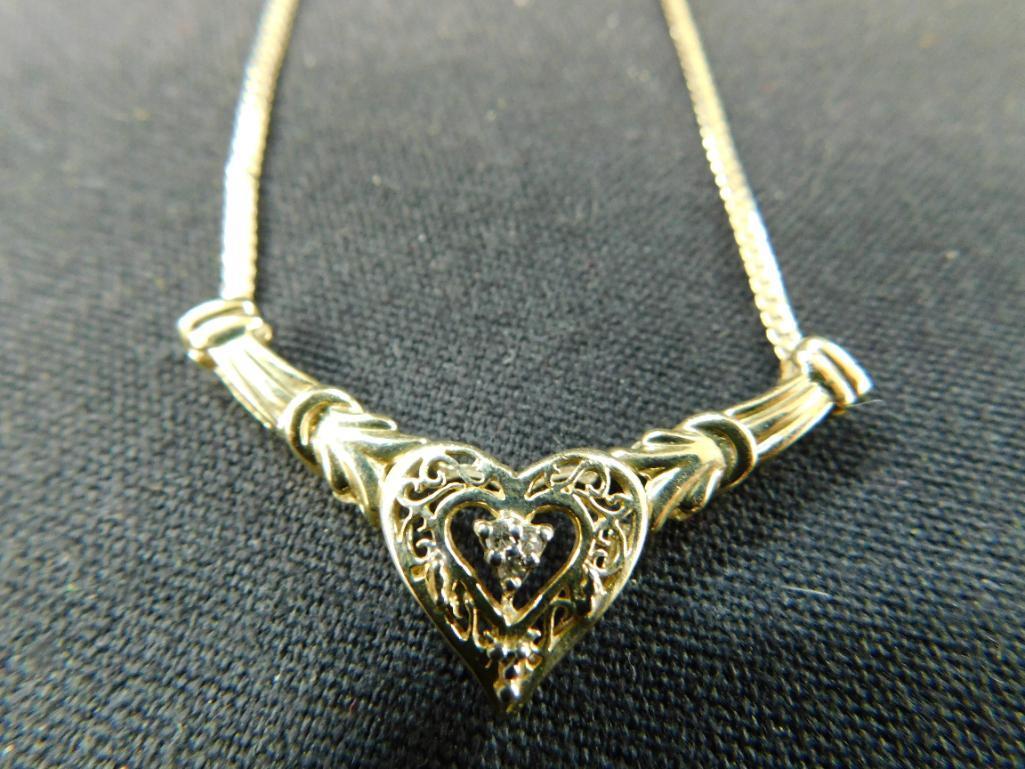 10K Yellow Gold Necklace - 17.5" - Diamond - 3.8 Grams TW