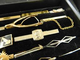 Tray Lot of Mens Vintage Tie Clips