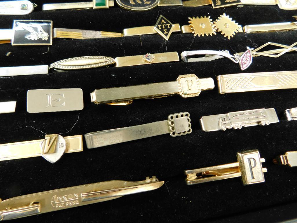 Tray Lot of Mens Vintage Tie Clips