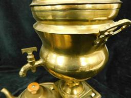 Vintage Brass Samovar with Tray and Pot - 22" x 10" x 12.5"