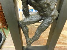 Resin and Metal Male Nude Statue - 27" x 11.5" x 5.5"