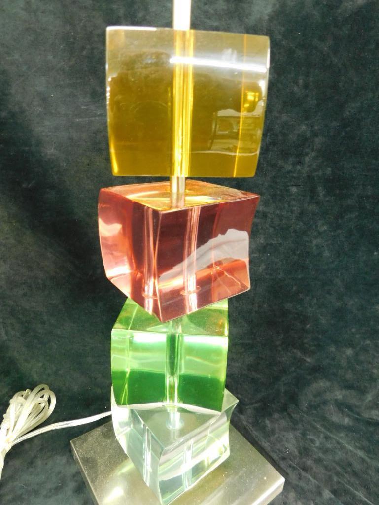 Modern Lucite / Acrylic Table Lamp - Multi Colors - 32" x 7" x 7"
