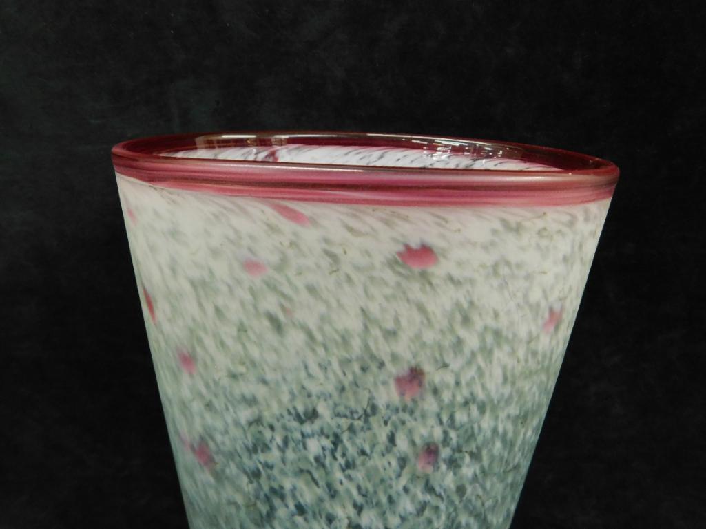 Signed CB Glass - Studio Art Glass Vase - 15.5" x 6" x 5"